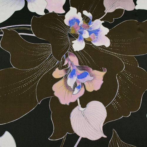 Атлас шелковый, именной (орхидеи в голубой гамме) (007960)