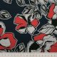 Трикотаж вискозный (красные блики цветов на серо-синем) (008076)