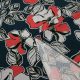 Трикотаж вискозный (красные блики цветов на серо-синем) (008076)