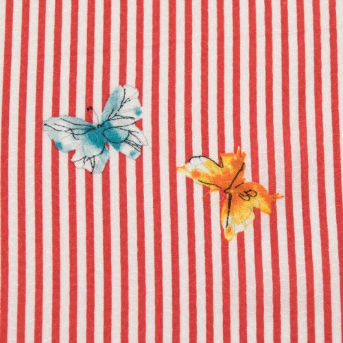 Штапель вискозный, микрожаккард (бабочки на полосатом платье) (008242)