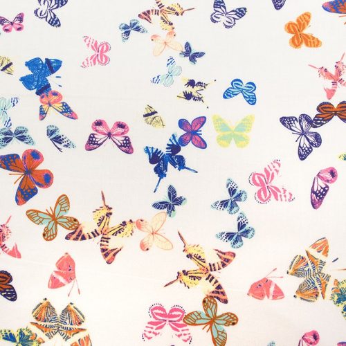 Сатин вискозный (маленькие цветные бабочки) (008254)