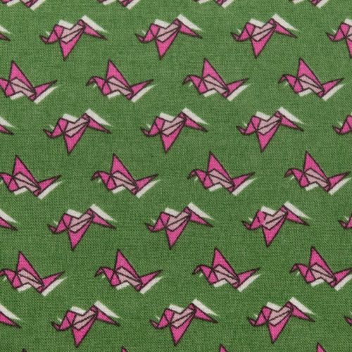 Ситец хлопковый (оригами на зеленом) (008258)