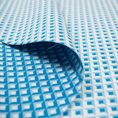 Жаккард-стрейч (голубой-белый, ромбы) (003835)