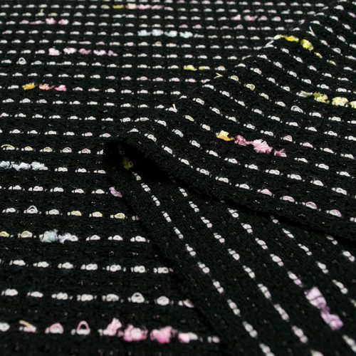 Рогожка хлопковая (бантики на черном) (006633)