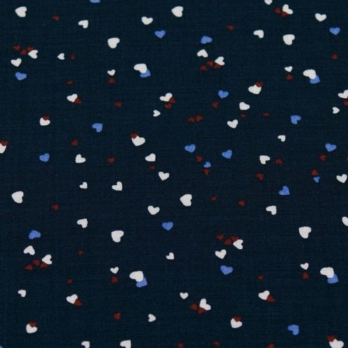 Штапель вискозный (маленькие сердечки на синем) (006837)