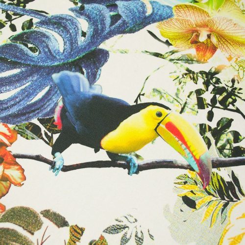 Сатин-стрейч, купон (тропические птицы) (004013)