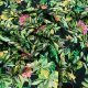 Рогожка хлопковая (акварельный сад на черном) (005366)