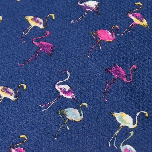 Жаккард блузочный (фламинго на синем) (005530)