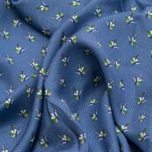 Вискоза блузочная с шелком (маленькие цветочки на синем) (005550)