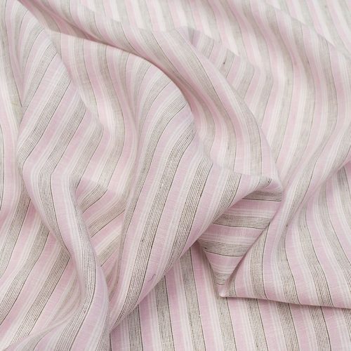 Лён сорочечный (розовая и коричневая полоска) (007162)