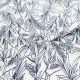 Сатин-стрейч (синие листья на белом) (007300)