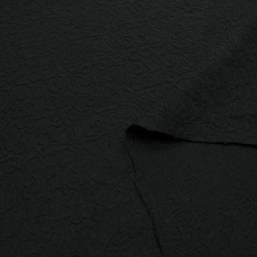 Пальтовая шерсть с вышивкой (черный) (005734)