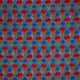 Сатин-стрейч (цветочное поле с красными и синими цветами) (005818)