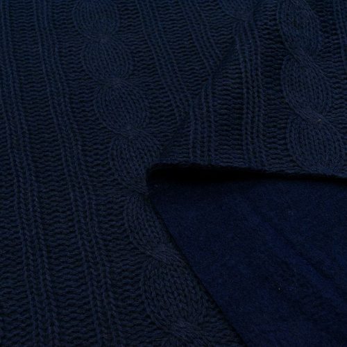 Пальтовый трикотаж (глубокий синий, косы) (005895)