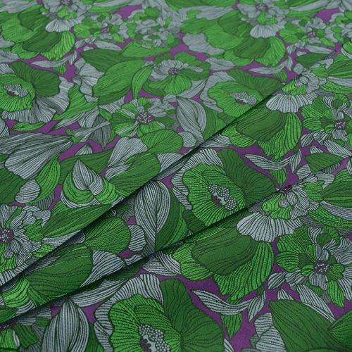 Жаккард шелковый (волнующая зелень в фиолете) (008751)