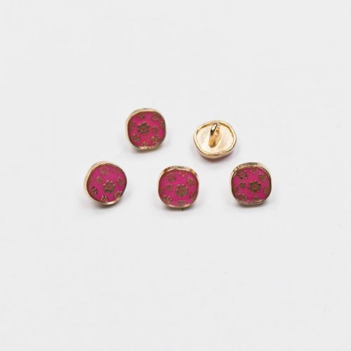 Пуговицы металлические, золото-розовая эмаль, цветы (10мм) (006042)
