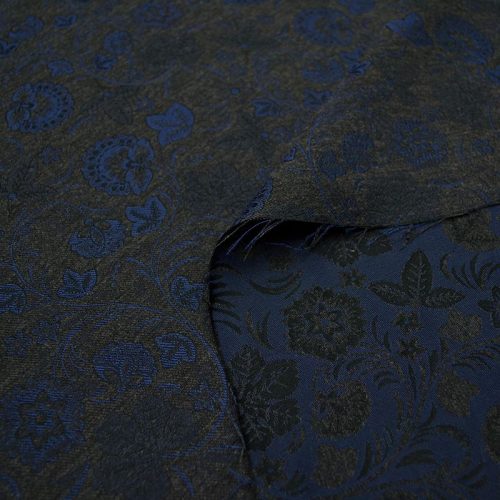 Жаккард (темно-синие цветы на сером) (004597)