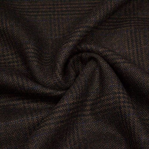 Плательно-костюмная шерсть (синяя клетка на коричневом) (003431)
