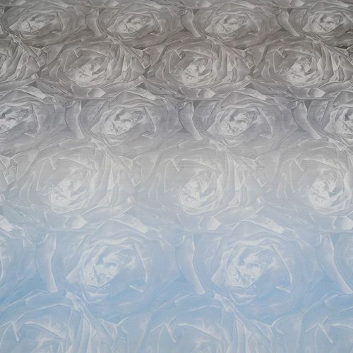 Шелковый жаккард, купон (великолепие роз на голубом) (006386)