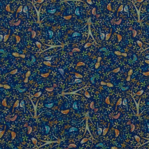 Шерсть плательная (сказочные птицы на синем) (006407)