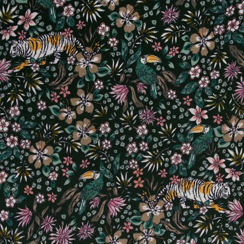 Штапель вискозный (загадочный сад с тиграми) (009166)