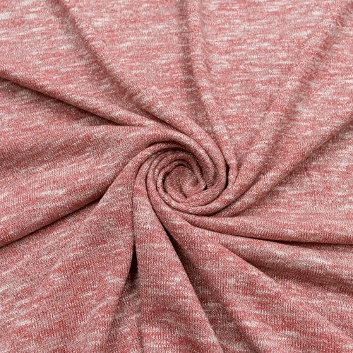 Трикотаж вязаный, хлопок (пастельно-розовый сияющий меланж) (009298)