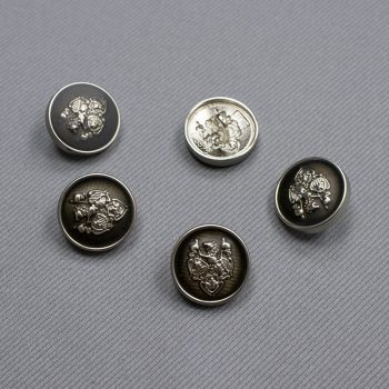 Пуговица металлическая, клубная, 18 мм (серебро, черный) (009707)