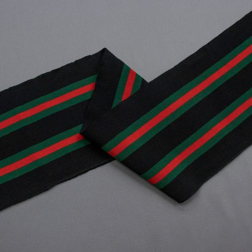 Подвяз трикотажный, черный с зелеными и красной полосами, 14х100 см (009787)