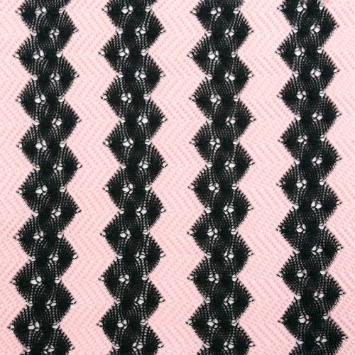 Трикотаж вязаный, ажурный (розово-черная кайма) (010045)