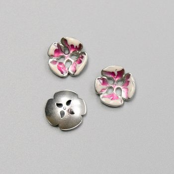 Пуговицы металлические, розовый цветок, эмаль, 15 мм (010368)