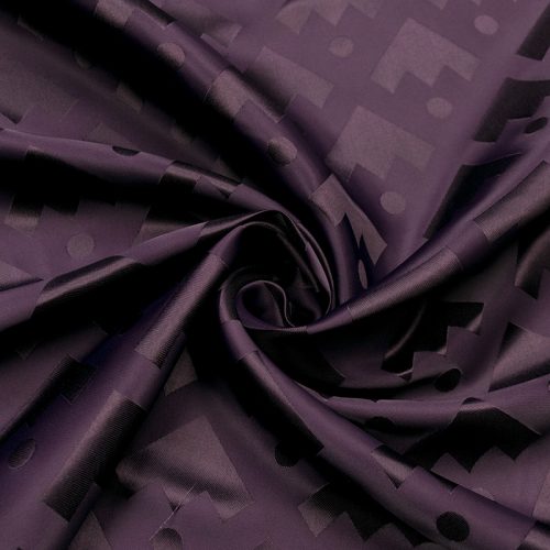 Подкладка шелковая, жаккард (темно-фиолетовая абстракция)  (010716)