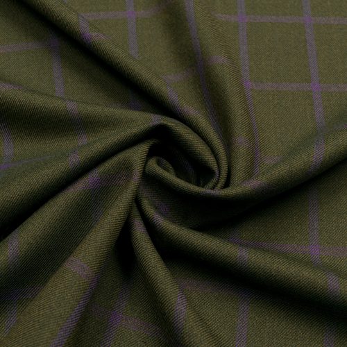 Твид костюмный (лиловая геометрия на зеленом) (010743)