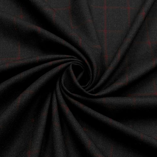 Шерсть костюмная (клетка бордо на темно-сером) (010753)