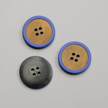 Пуговицы пластиковые, 25 мм, бежевый с синим (010597)
