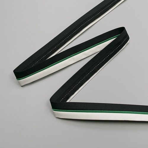 Пояс брючный, черный с зеленой полосой, 25 мм (010646)