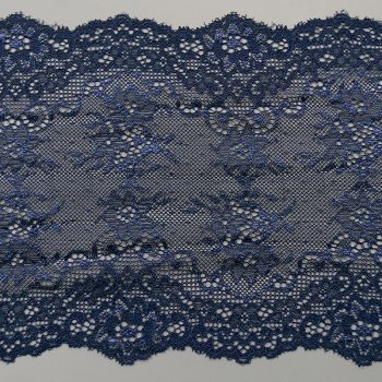 Кружево эластичное, темно-синий, цветочный 01, 15.5 см (010880)