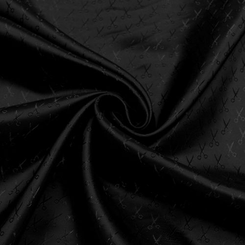 Ткань подкладочная, жаккад (ножницы на черном) (010971)