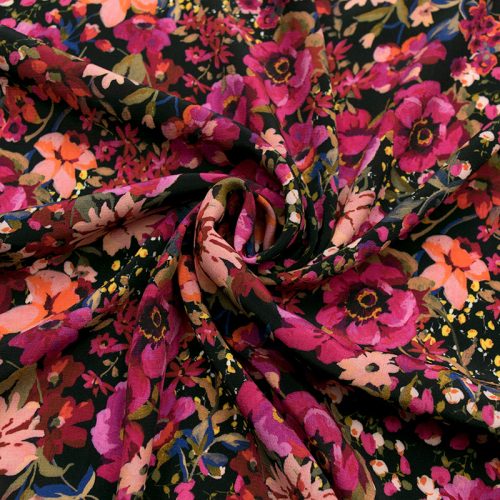 Мраморная вискоза (цветы цвета фуксии, 1) (011060)