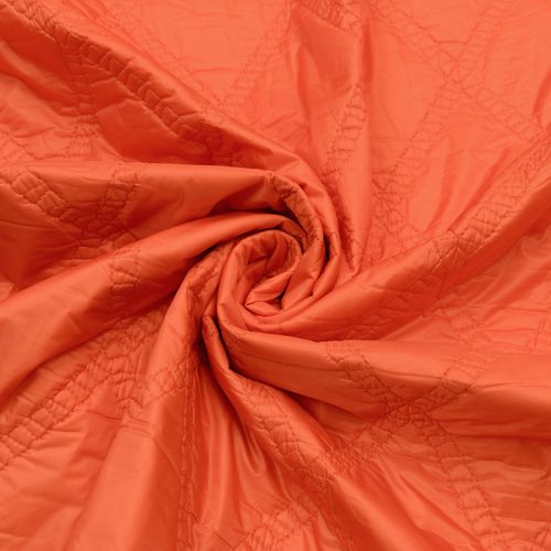 Ткань курточная двухсторонняя, стеганая на синтепоне (ромбы на оранжевом) (011344)