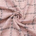 Рогожка пальтовая в стиле (серебристо-дымчатая клетка на розовом) (011393)