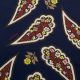 Креп-жоржет, цветочные огурцы на синем (011454)