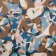 Атлас плательный с абстрактным рисунком, бирюзовые цветы (011465)