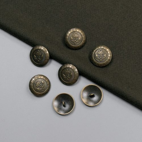 Пуговицы металлические, латунь, якорь в ободе, 22 мм (011511)