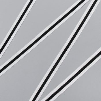 Лента репсовая, полиэстер, 10 мм, черный-белый (011562)