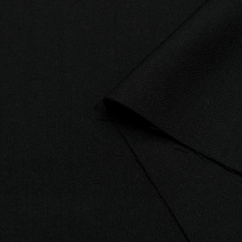 Ткань кади-стрейч шерстяная с шелком, цвет черный (011851)