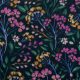 Сатин сорочечный, лесные цветочки на темно-синем (012048)