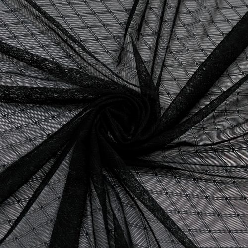 Сетка эластичная с узором, черный, Турция (001055)