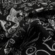 Креп-жоржет вискозный с жар-птицами, молочно-черный (012184)