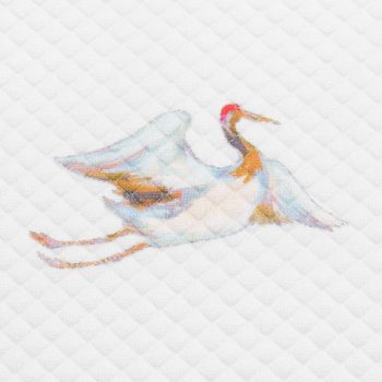 Трикотаж жаккардовый с парящими птицами, белый (012190)