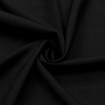 Шерсть костюмная стрейч в бордовую клетку, темно-коричневый (012193)
